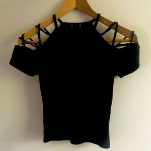 Garage cropped tee with shoulder cage